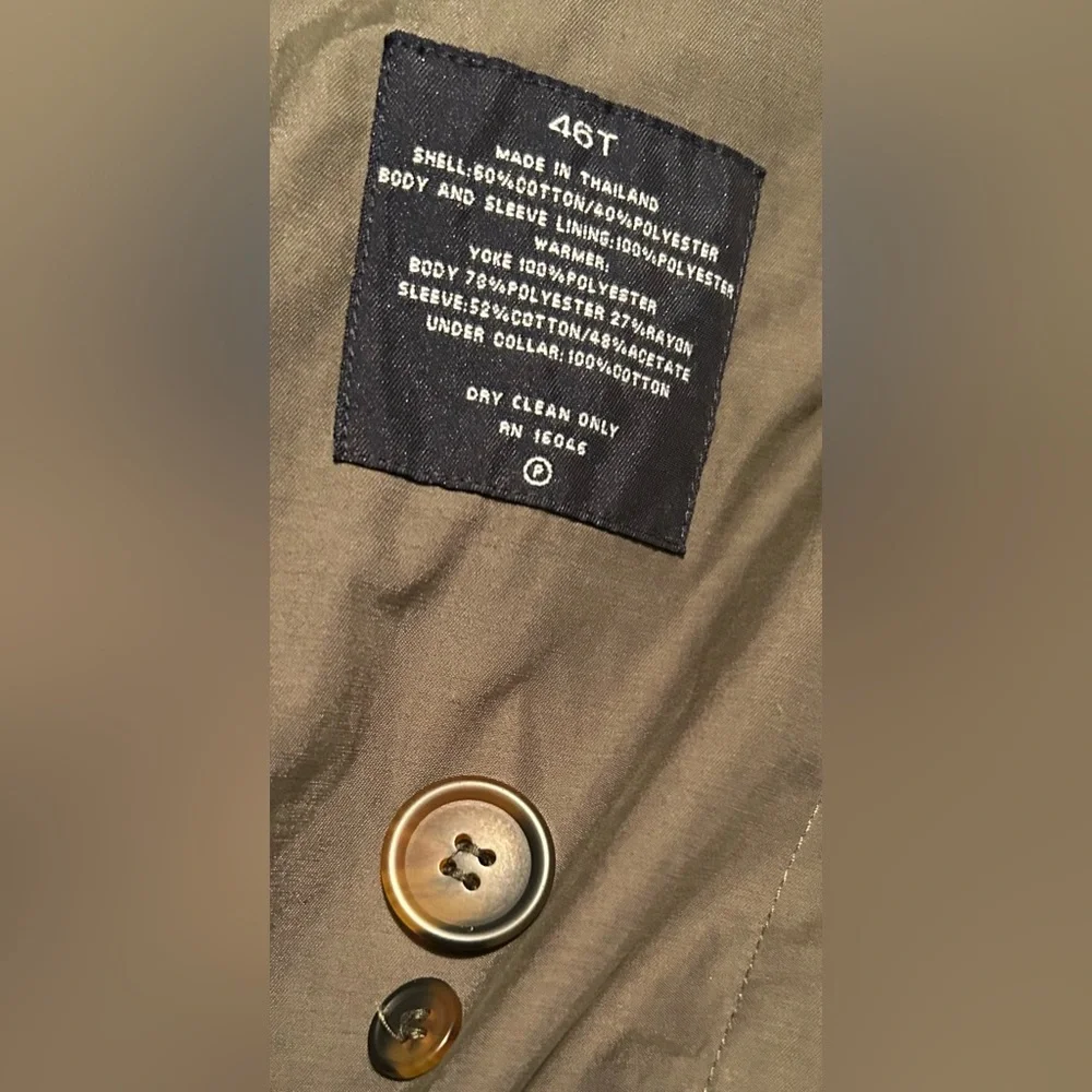Nautica Men's Olive Khaki Trench Coat 46T with liner